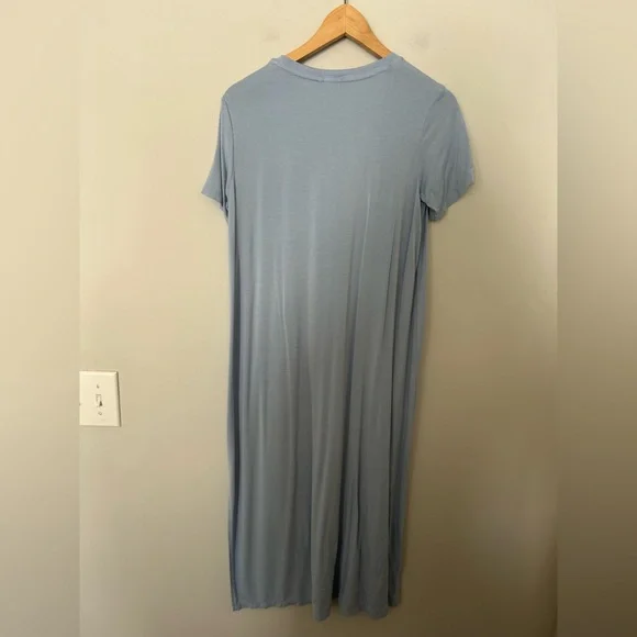 Lake Pajama Bamboo Short Sleeve Lounge Dress in Tide Blue